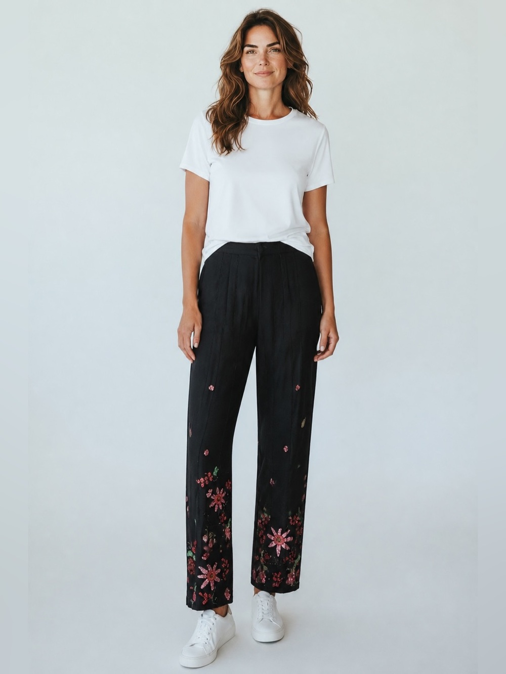 Rimini By Shaw black 100% silk sequins pants 8